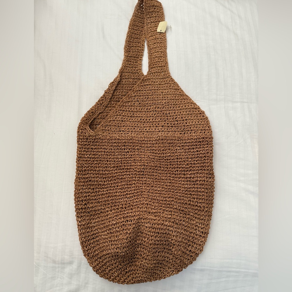 Express Tan Woven Tote Shoulder Bag